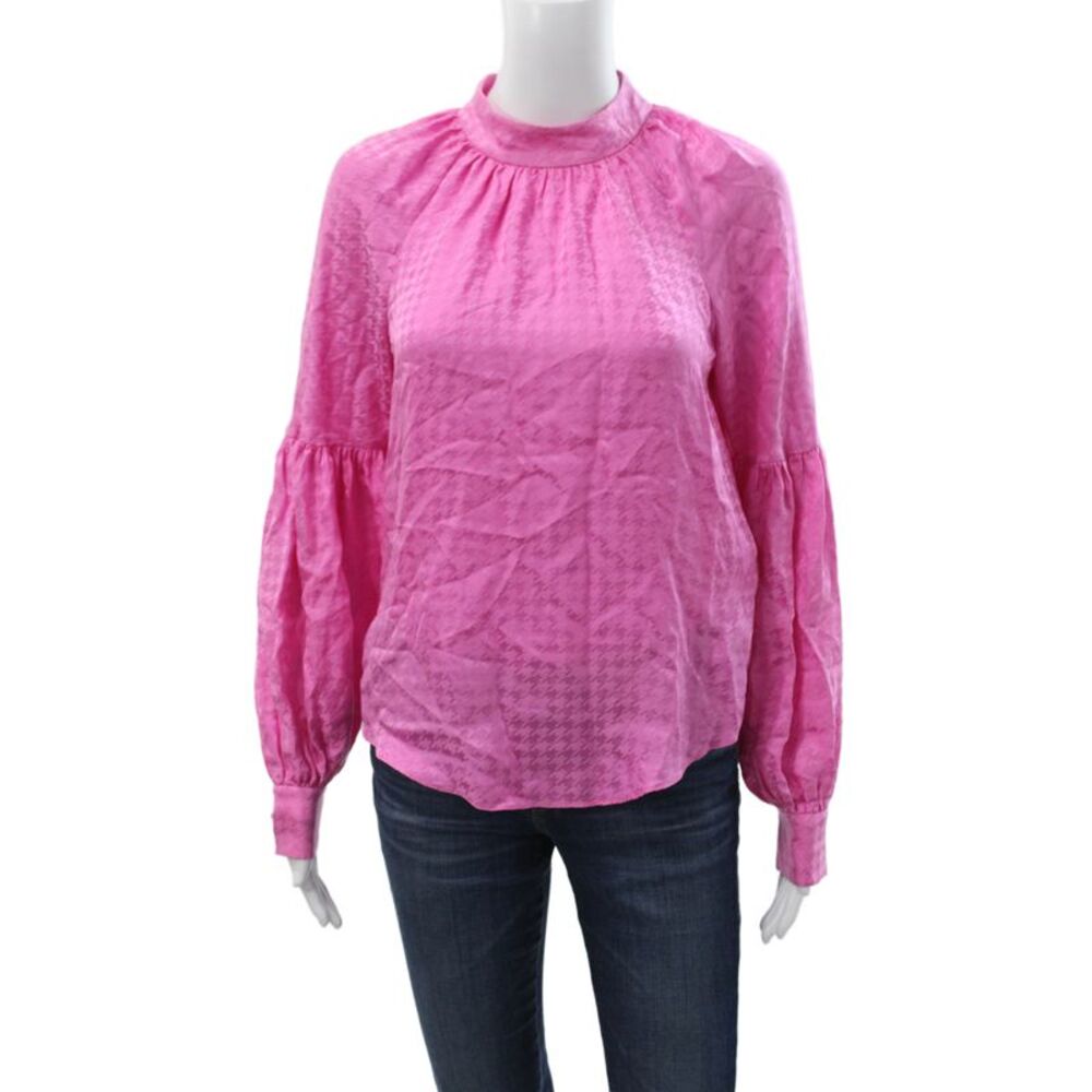 Veronica Beard Womens Silk Tunic High Neck Geometric Pink Size 2